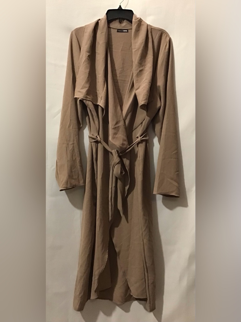 Fashion Nova Taupe Wrap Duster/ Coat with Self-Tie Belt